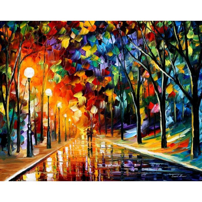 alley by the lake, alley by the lake Leonid Afremov, Leonid Afremov alley by the lake